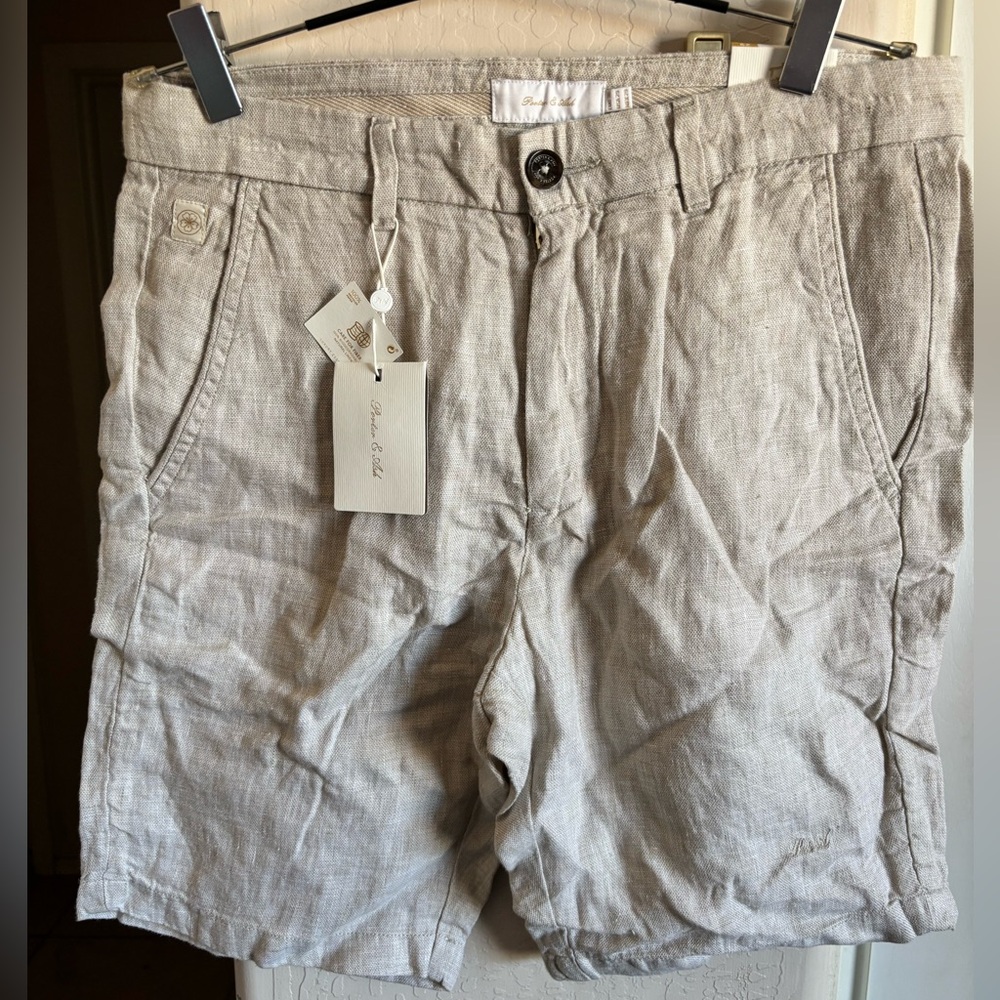 NWT Porter & Ash Men's 100% Linen Casual Shorts - Beige, Size 29